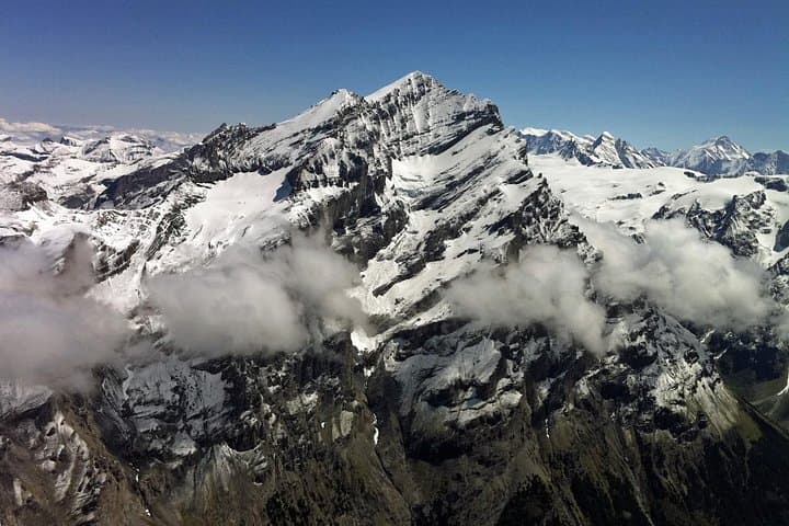 Helicopter scenic flight over the big mountains