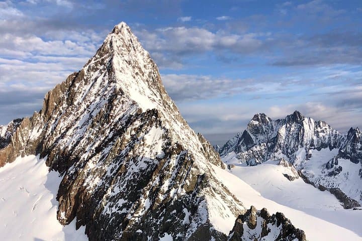 The Finsteraarhorn mountain peak during a Swiss Alps helicopter tour