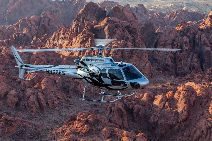 Red colors of the Valley of Fire by helicopter