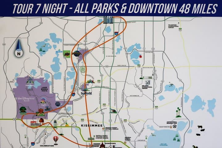 48 miles night route over the Theme Parks & Downtown Orlando