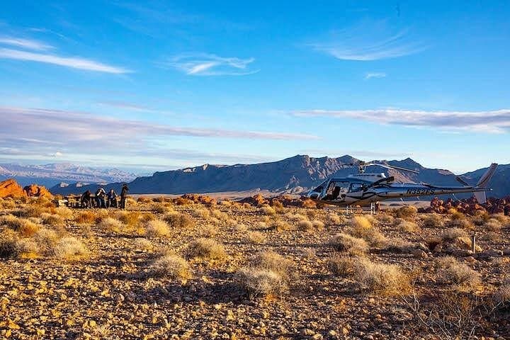 Helicopter champagne landing at the Valley of Fire