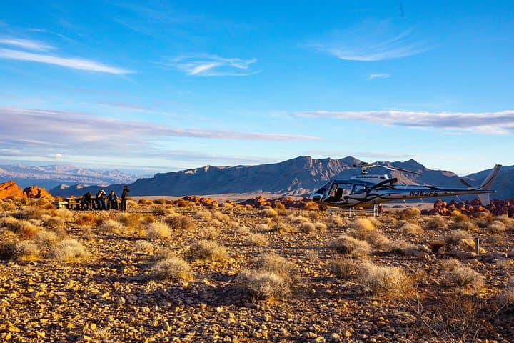 Helicopter champagne landing at the Valley of Fire