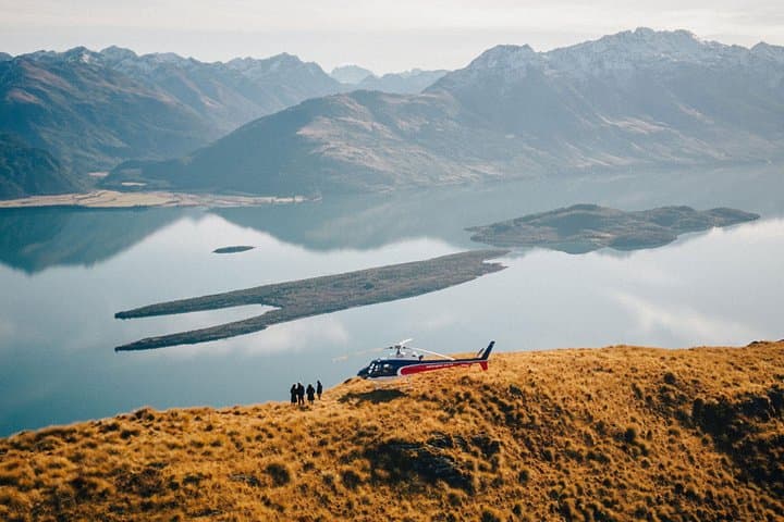 Alpine landing above lake