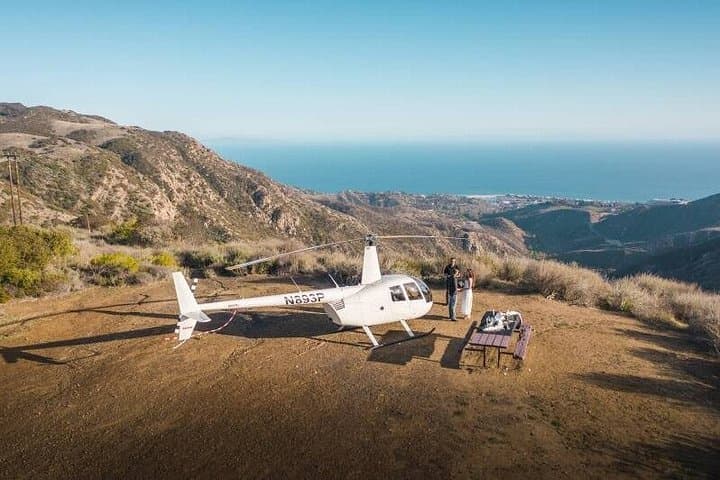 Malibu Mountain Top Helicopter Elopement with Wedding Ceremony