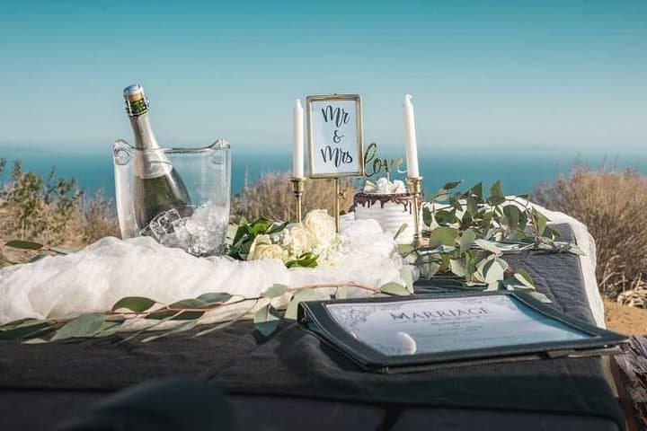 Malibu Mountain Top Helicopter Elopement with Wedding Ceremony