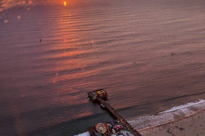 Discovery Helicopter Over Hollywood and Santa Monica Coastline