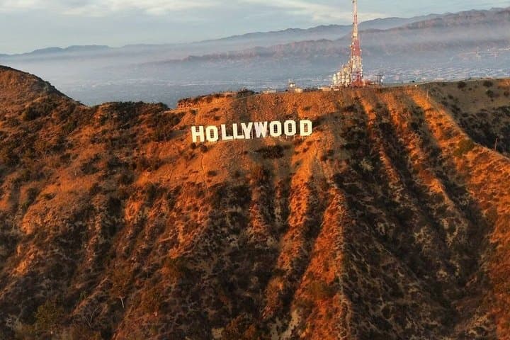 Discovery Helicopter Over Hollywood and Santa Monica Coastline