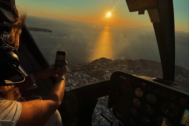 Santorini Private Romantic Sunset Helicopter Flight
