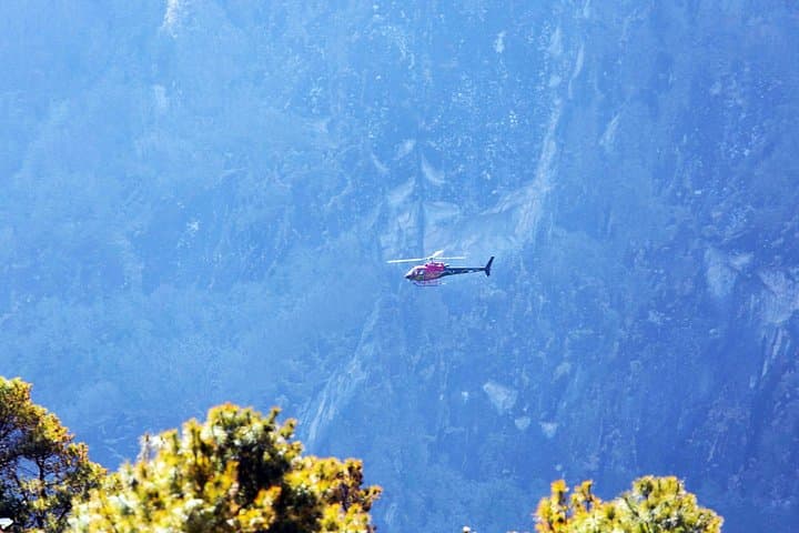 Helicopter during its flight at Everest region
